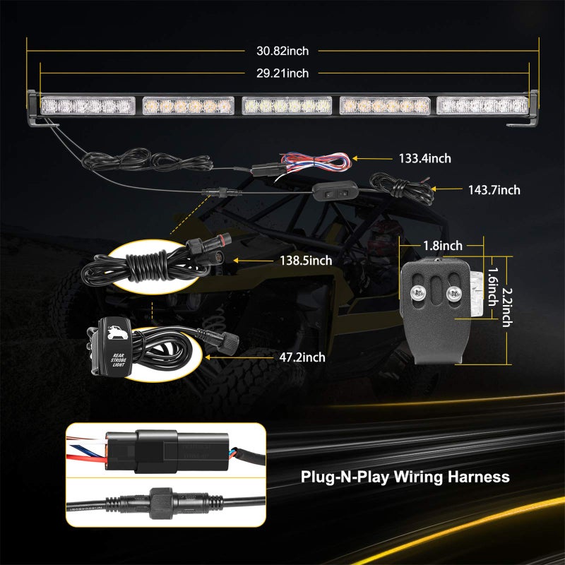 Auto Power Plus 30 Inch Rear Chase Light Bar Kit Offroad Strobe LED Driving Lights w/Running Turn Signal Brake Reverse LED Light Bar for UTV, ATV, Polaris RZR XP 1000, Side by Sides, 4x4, Trophy Truck - Image 2
